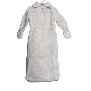 Vintage Ivory Extra Large Baby Bunting Pram Sweater Suit Mittens Hand Knit